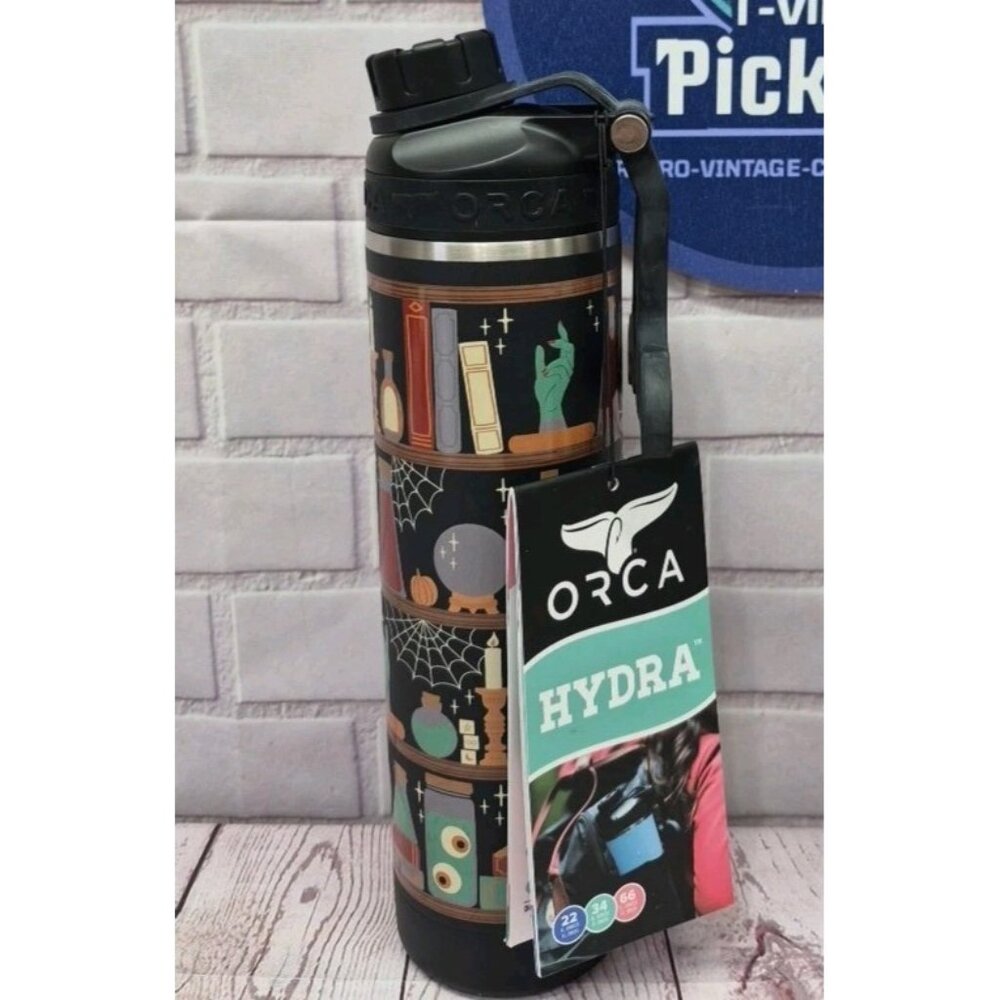 ORCA Hydra 22oz Haunted Library Water Bottle Whale Tail Carry Handle